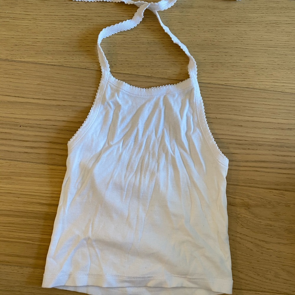 Brandy melville white crop halter TOP new small